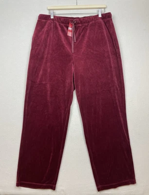 Avenue Velour Pants Women Relaxed Fit Straight Leg 14/16 Burgundy NWT Holiday - Image 1 of 4
