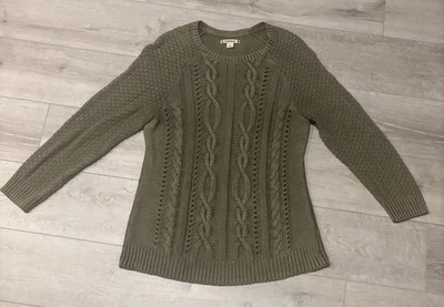 Suéter Tallado con Volantes Mujer Verde Cuello Redondo Tejido con Cable Pullover Preppy Informal Grande Foto 1 de 4