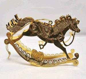 Danbury Mint Chapado en Oro 1990 Adorno de Navidad Caballo Mecedor Sin Caja Usado en Excelente Condición - Imagen 1 de 3