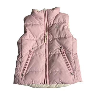 儿童 Ralph Lauren 粉红色双面 Puffer 背心尺寸 4T 羽毛填充 — 第 1/4 张图片
