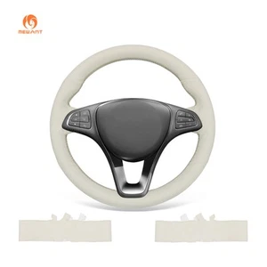 Funda de volante de cuero sintético liso beige para Benz W205 C117 C218 W213 - Imagen 1 de 10