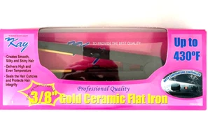 3/8" Gold Ceramic Flat Iron Temp Control Hair Styler Kay Professional Quality  - Picture 1 of 4