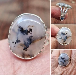 Agate خاتم عقيق مصور رجلNatural picture man face in the stone 925silver ring10 - Picture 1 of 5