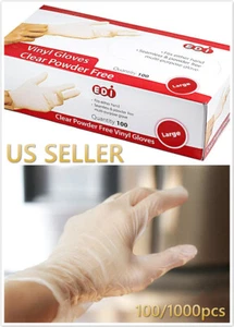 New 100pcs Disposable Clear Powder Free Food Service Vinyl Gloves S M L XL size - Picture 1 of 11