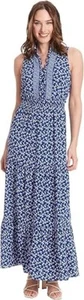 London Times Women Dresses Easy Feminine Versatile Smocked Waist, Royal Blue, 8 - Picture 1 of 1