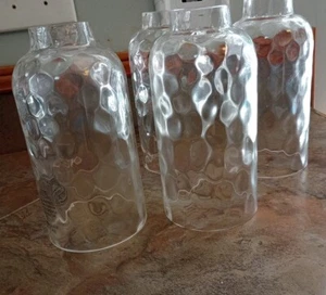 Vintage Cylindrical Glass Lamp Shade Dot Optic Clear Lot 5 - Picture 1 of 8