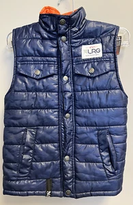 LRG Boys Sleeveless Puffer Vest Quilted Button Jacket No. 47 Size 6 Blue Orange - Picture 1 of 5