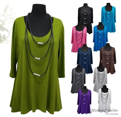 PoCo LAGENLOOK Basic Top Long Shirt Tunika 44 46 48 50 52 54 56 58 L-XL-XXL-XXXL - Bild 1 von 4