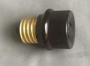 Vintage EAGLE Polarized AC Plug Light Bulb Socket Adaptor, Bakelite brass base - Picture 1 of 9