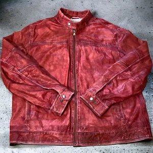 Massani Le Collezioni 2XL Red Lambskin Leather Jacket Zip Up Bomber Burnished - Picture 1 of 18