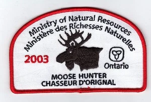 Parche de cazador de alces Ontario MNR 2003 - Michigan DNR ciervo - oso - alce - cresta - pez - Imagen 1 de 1