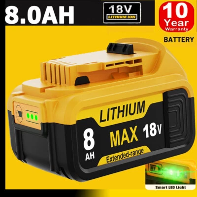 8.0Ah 6.0Ah 5.0Ah For DeWalt 18V Battery XR slide Li-ion DCB184 DCB182 DCB183