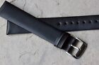 Extra Long Matte Black Smooth 20Mm Vintage Watch Band 1960S Nos Water-Resistant