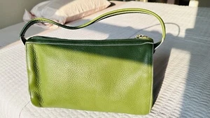 Cole Haan Pickled Green Leather Shoulder Bag Purse Medium Strap - Picture 1 of 10