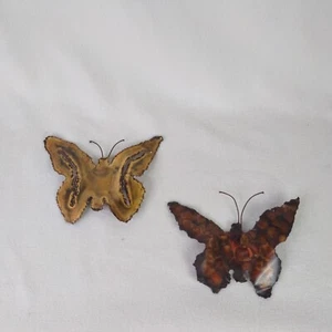 Vintage Butterfly Wall Art Torch Cut Brass and Copper Mid Century Modern Two - Picture 1 of 5