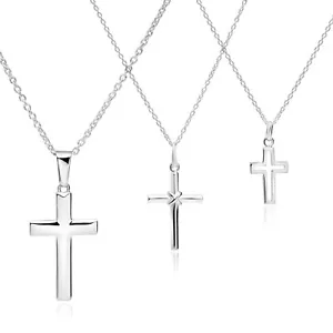 925 Sterling Silver Cross Pendant Necklace - choice of chain sizes for crucifix - Picture 1 of 10