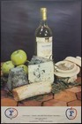 c.1960 French Wine Cheese Products Advertising Poster Roquefort Valencay Vintage