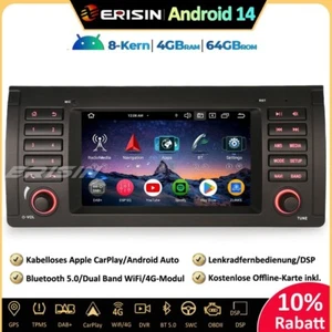 8-Kern 64GB Android 14 Autoradio GPS Navi DAB+ CarPlay OBD2 TPMS für BMW X5 E53 - Bild 1 von 20