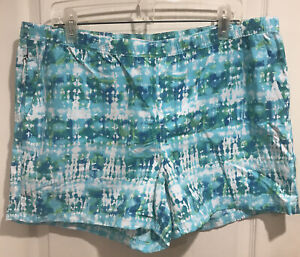 New W/tags LL Bean Women’s Stowaway Short XL Tie Dye Print Aquamarine