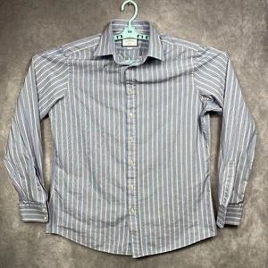 Charles Tyrwhitt Dress Shirt Mens 17/38 Blue/Red Stripe Slim Fit Long Sleeve - Picture 1 of 9