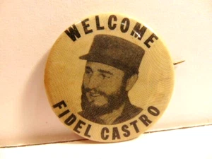 old "Welcome Fidel Castro" pin: Cuban leader's 1960 visit to the UN in New York - Picture 1 of 6
