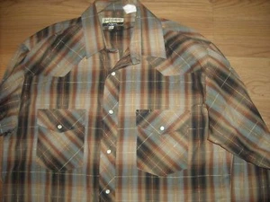 VTG 80S MENS MEDIUM GLITTER THREAD COWBOY WESTERN LONG SLEEVE BUTTON SHIRT - Picture 1 of 6
