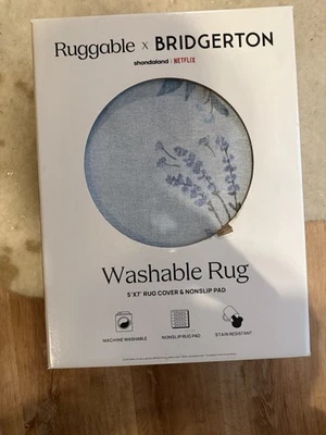 Прочный моющийся ковер 5 x 7 футов Bridgerton Aubrey для зала сада синий СОВЕРШЕННО НОВЫЙ - Изображение 1 из 4