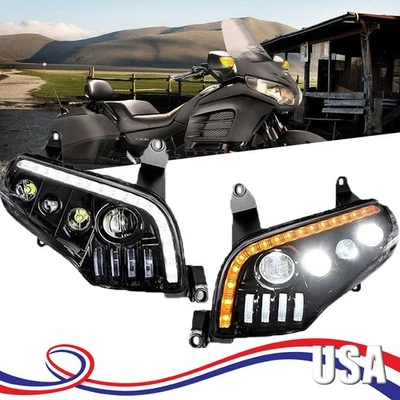 Conjunto de faros delanteros LED para Honda GoldWing GL1800 2001-2017 Foto 1 de 4