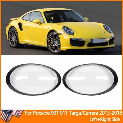 2X For Porsche Carrera 991 911 2013-2018 Car Front Headlight Lens Cover Shell Foto 1 de 4