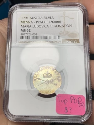 TOP POP NGC__1791__Prata Áustria__Viena-Praga__Coroação Maria Ludovica - Imagem 1 de 4