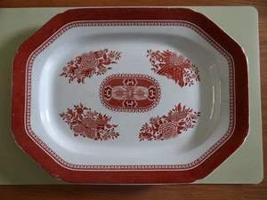 Vintage Spode Large Serving Platter Chinese Fitzhugh Pattern Red England 16.5" - Picture 1 of 13