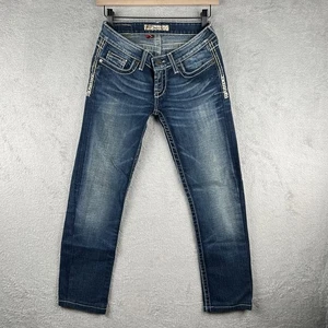 BKE Womens 25” X 31.5” Jeans Blue Dark Wash Low Rise Stretch Madison Denim - Picture 1 of 12