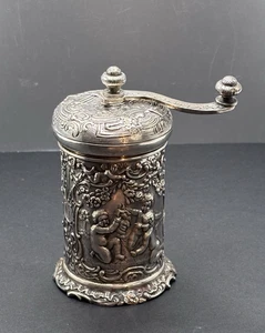 Antique Storck & Sinsheimer 800 Silver Repousse Pepper Grinder Hanau Germany - Picture 1 of 19