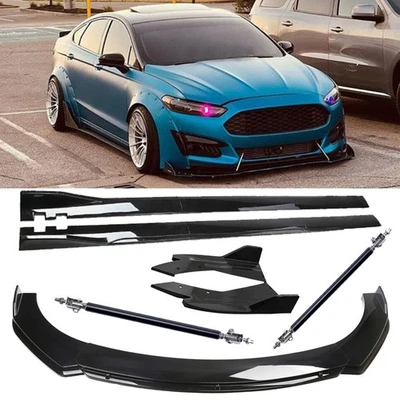 Front Bumper Lip Splitter Spoiler For Ford Fusion SE Glossy Black Side Skirt - Image 1 of 4