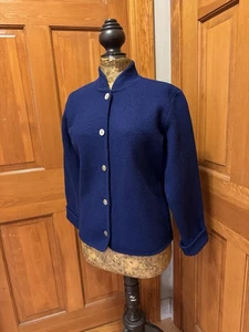 Talbots gekochte Wolle dunkel royalblau Knopfleiste klassische Strickjacke Jacke Small - Bild 1 von 10