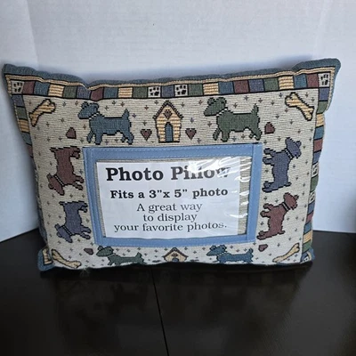 Dog Photo Pillow " 3" x 5" Photo Tapestry Pillow  12"×8.5" Puppy Bone House Cute - Image 1 of 4