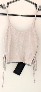 HERA COLLECTION RIBBED SLEEVELESS SNAP FRONT CROP TOP NEW WITH TAGS - Picture 1 of 2