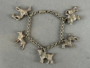 Dije Pulsera Tono Plata 5 Dijes Perro Boxer Doberman Collie Caniche De Colección - Imagen 1 de 5