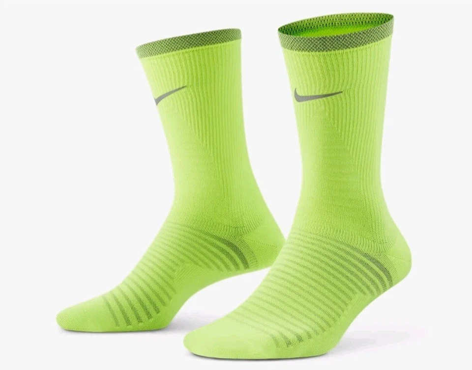 Nike SPARK Lightweight Crew Running Socks Volt Mens Size 12-13.5 DA3584-702