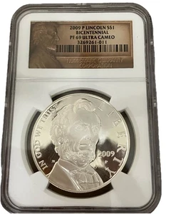 2009 P NGC Proof 69 Ultra Cameo Lincoln Bicentennial US Silver Dollar $1 Coin - Picture 1 of 2