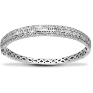 Armreif 3,15 Karat G/VS rund & Baguetteschliff Diamant kanalbesetzt 18 Karat Weißgold - Bild 1 von 6