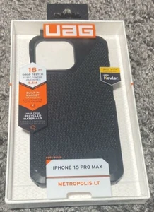 UAG Metropolis LT Case MagSafe for iPhone 15 Pro Max 6.7" – Black Rugged Cover - Photo 1 sur 5