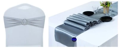 Fajas de silla de spandex + corredores de mesa de satén decoración de boda cumpleaños fiesta (oferta combinada) Foto 1 de 4