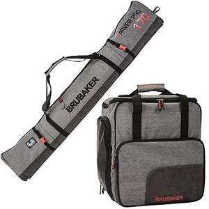 BRUBAKER Ski Bag Combo 'Performance' - Boot Bag and Ski Bag - Gray - 170 or 190 - Picture 1 of 7
