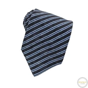 Stefano Ricci Black Blue 100% Silk Striped Jacquard Glossy Self Tipped Tie - Picture 1 of 8