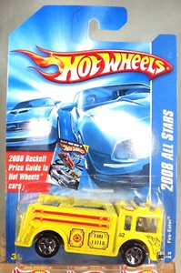 2008 Hot Wheels #48 2008 All Stars FIRE-EATER Fire Truck Yellow w/Chrome 5 Spoke - Picture 1 of 5