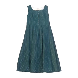 Hammerschmid Womens Trachten Midi Dress 46 Linen Cotton Green Polka Dot Heavy - Picture 1 of 8