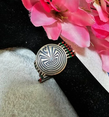 925 Sterling KBN Native American Kokopelli Gemstone Multi strand Bracelet 7" - Image 1 of 4