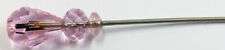 Antique Vintage Edwardian Delicate Pink Crystal Glass Hat Pin 7-1/4"