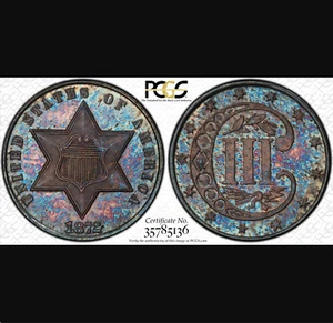 1872 PCGS PR66 Mintage 1,000 + 950 Proof = Lowest Three Cent Silver - $3,840 APR - Picture 1 of 6